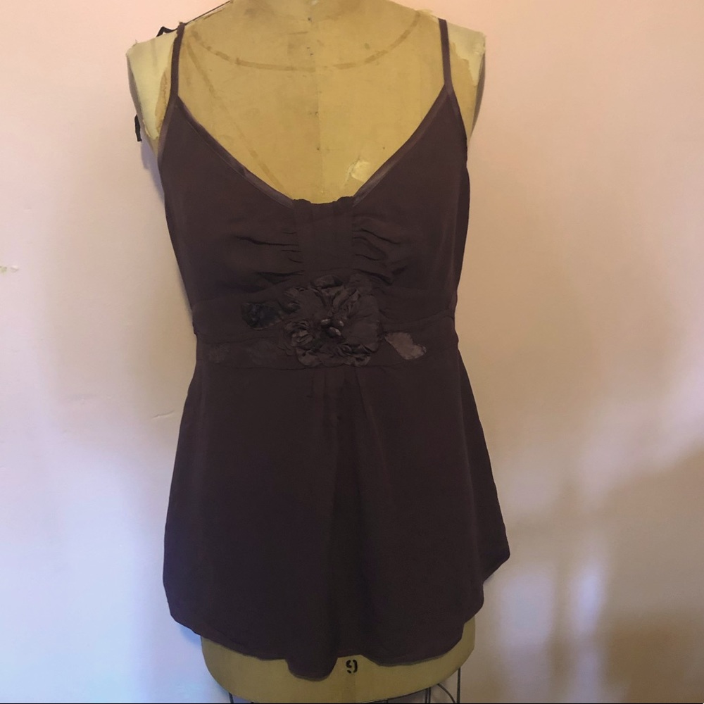 All silk  camisole with floral appliqué